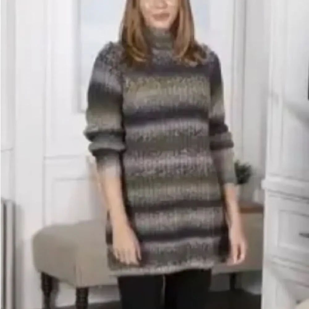 LOGO by Lori Goldstein Ombre' Stripe Mock-Neck Sweater